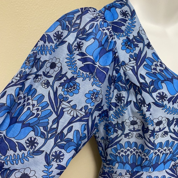 NEW! Sandro Linen Blend Mini Dress 3/4 Sleeves Blue Size 36 (or Small) - $520 - Picture 4 of 16